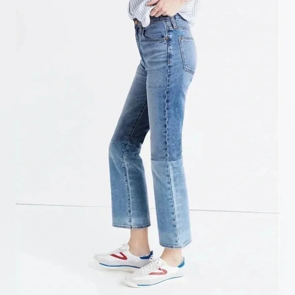 Madewell Retro Crop Bootcut 100% Cotton Two-Tone Jeans Size 27 - Picture 2 of 12